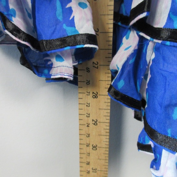 Betsey Johnson Halter Ruffle Dress 2 Blue Stripe VTG y2k Silk Babydoll 230 - Picture 8 of 9